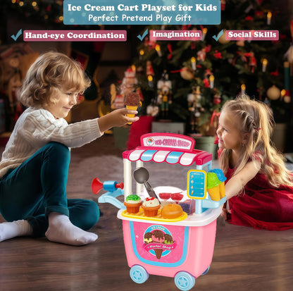 Ice Cream Counter Cart Play Food Toy Pretend Play