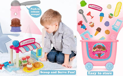 Ice Cream Counter Cart Play Food Toy Pretend Play