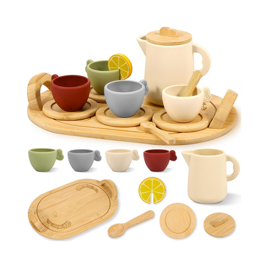 Silicone & Wooden Afternoon Tea Party Pretend Play Set