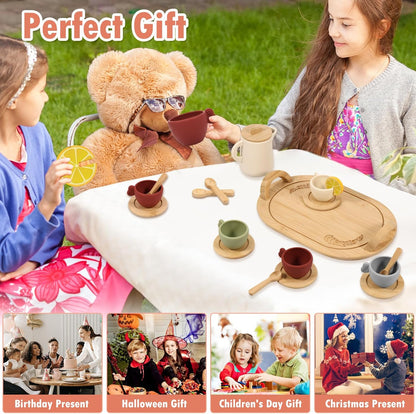 Silicone & Wooden Afternoon Tea Party Pretend Play Set