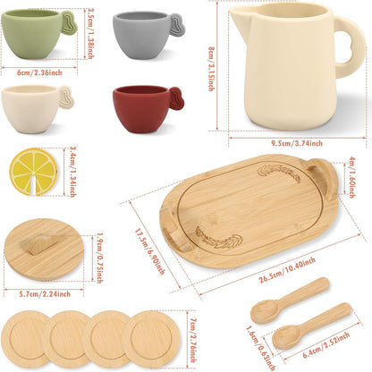 Silicone & Wooden Afternoon Tea Party Pretend Play Set