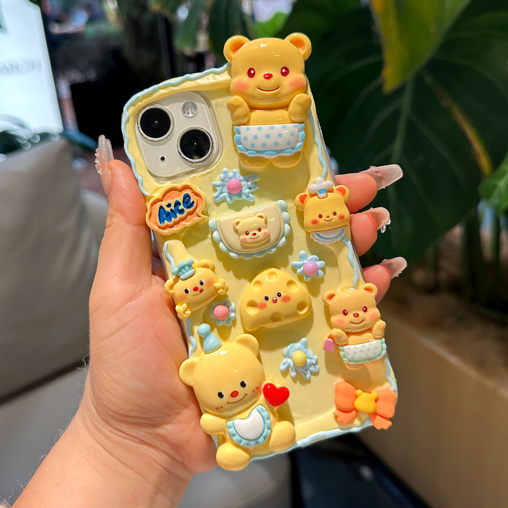 Decoden Cream Glue Phone Case DIY Kit – Kawaii Pastel Bear Charms