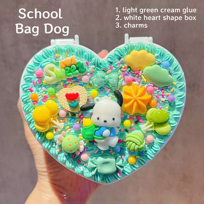 Kawaii DIY Decoden Cream Glue | Cute Cartoon Heart Jewelry Box Organizer Kit