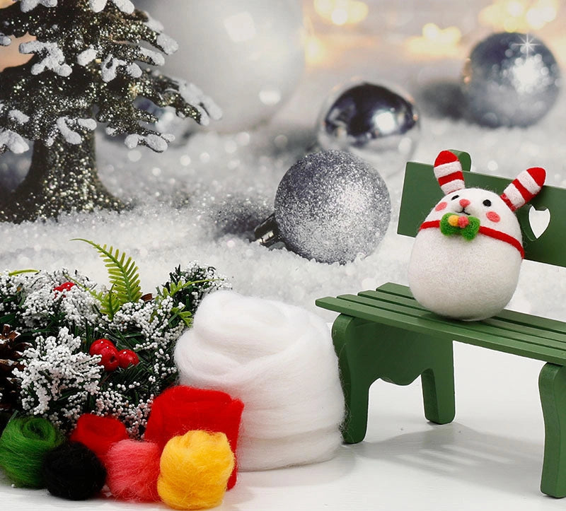 DIY Needle Felting Kit for Beginners – Cute Christmas Animals(with Keychain）
