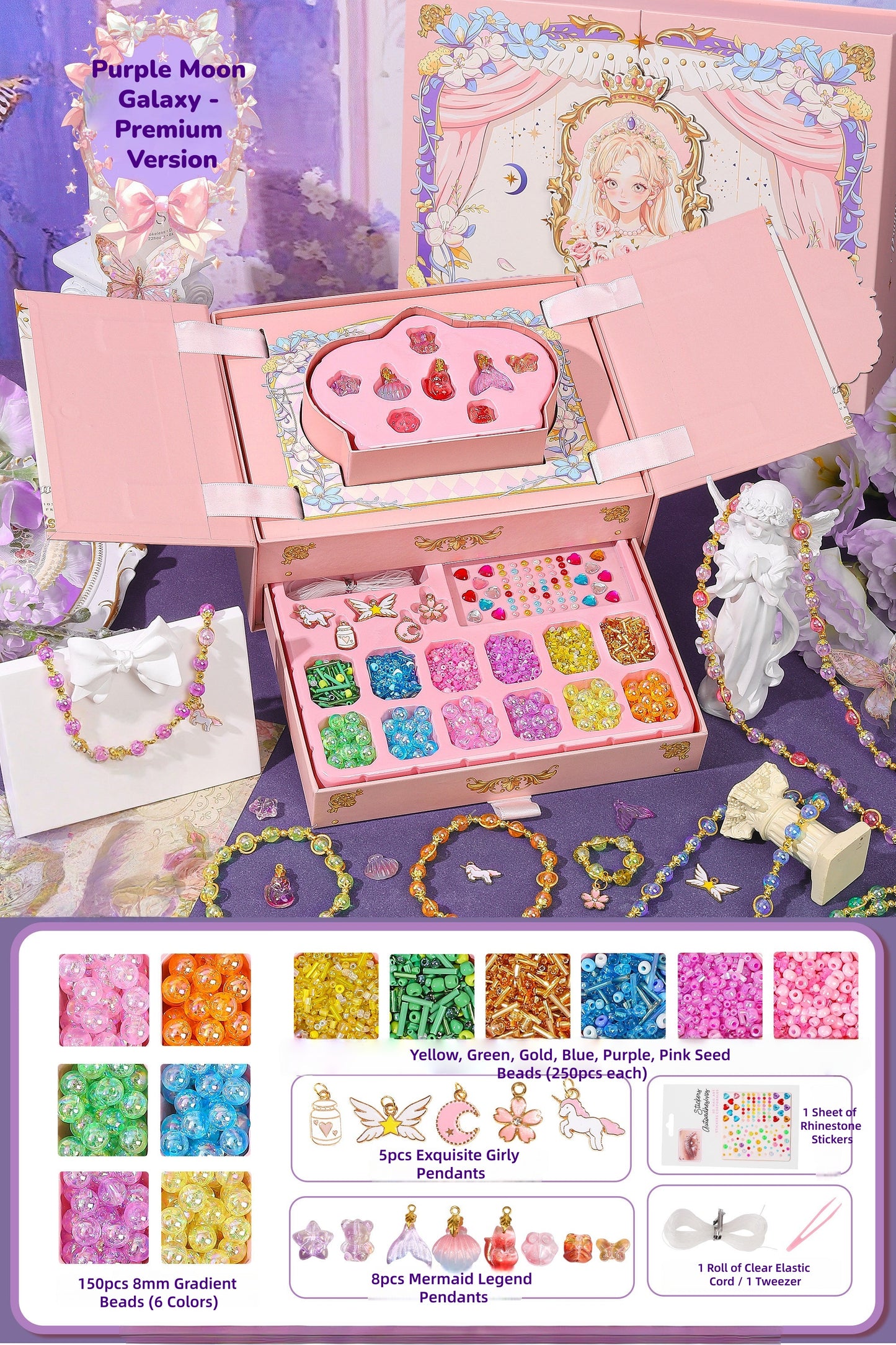 Princess Dream Beaded Jewelry Making Kit - Ultimate Premium DIY Gift Box