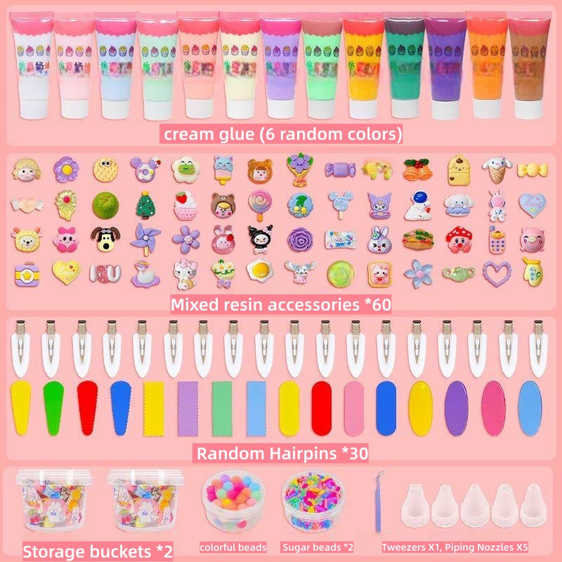 Decoden Cream Glue Hair Pin Kawaii DIY Party Kit - with Storage Box