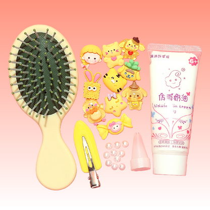 Cream Glue DIY Kit:  Hairbrush & Hair Clip Set