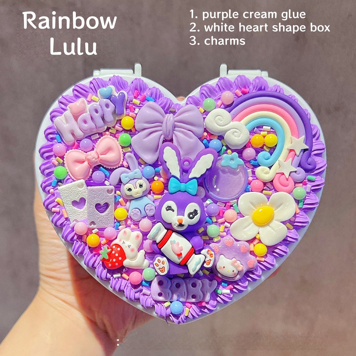 Kawaii DIY Decoden Cream Glue | Cute Cartoon Heart Jewelry Box Organizer Kit