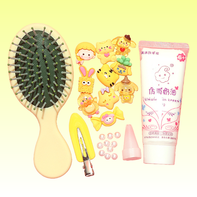Cream Glue DIY Kit:  Hairbrush & Hair Clip Set