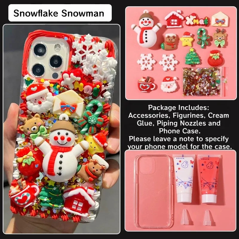 Decoden Cream Glue Phone Case DIY Kit – Kawaii Christmas Friends