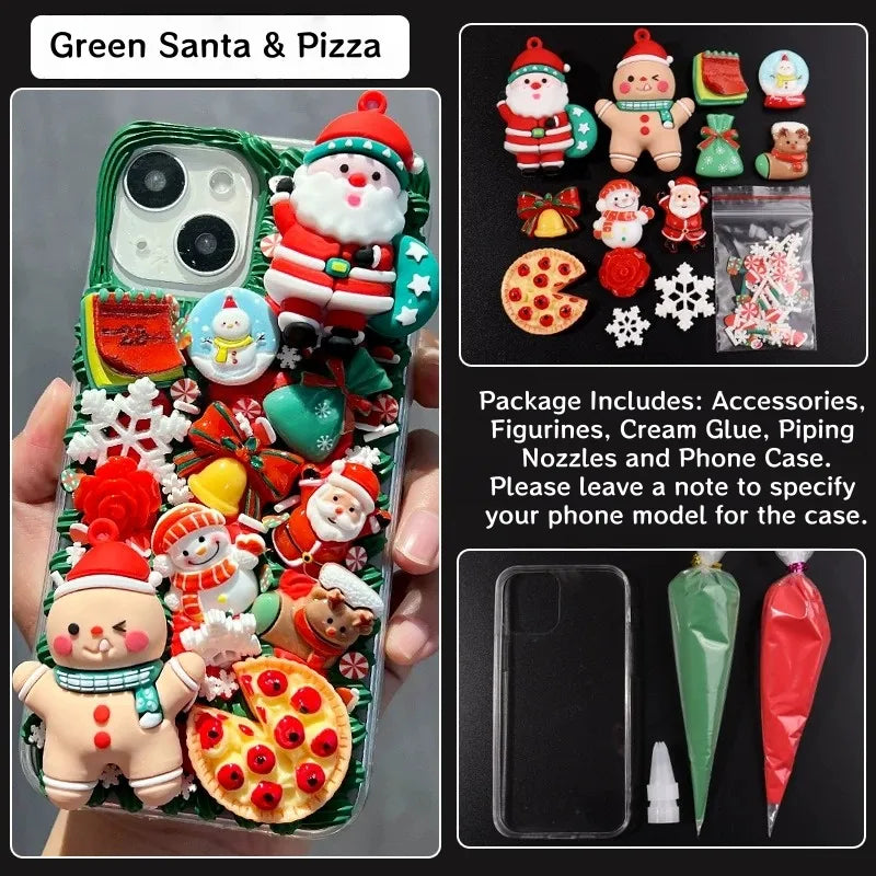 Decoden Cream Glue Phone Case DIY Kit – Kawaii Santa Christmas Charms