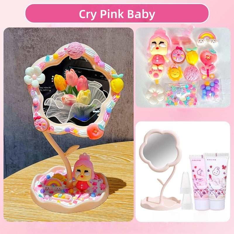 Cream Glue Flower Mirror DIY Kit (Oversized 360° Rotating Mirror)