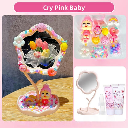 Cream Glue Flower Mirror DIY Kit (Oversized 360° Rotating Mirror)