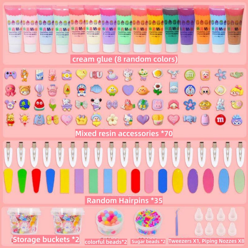 Decoden Cream Glue Hair Pin Kawaii DIY Party Kit - with Storage Box