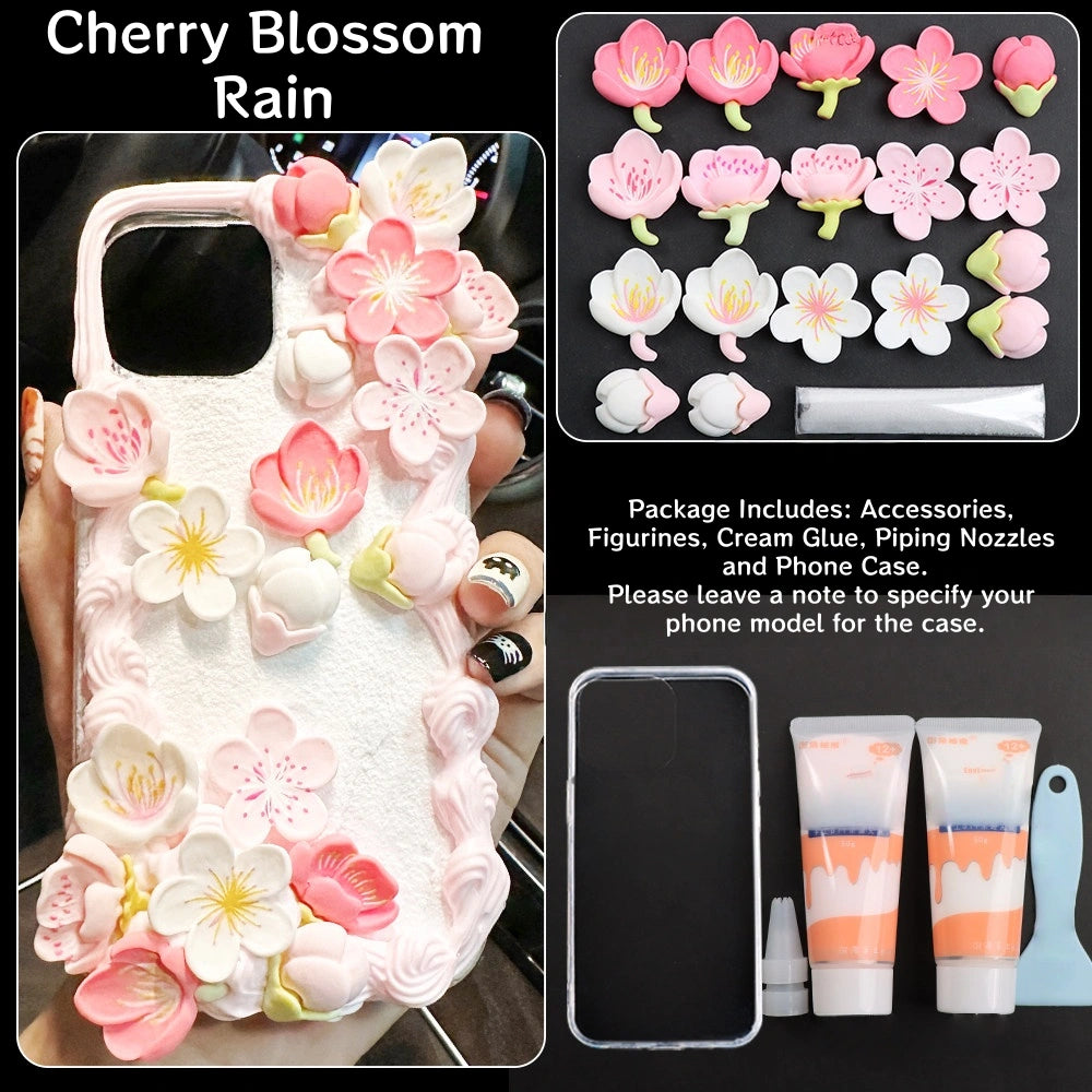 Decoden Cream Glue Phone Case DIY Kit – Kawaii Sakura Cherry Blossom Charms