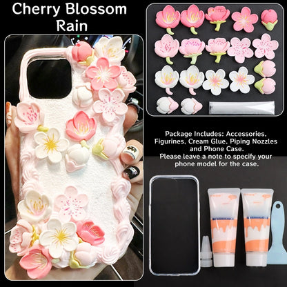 Decoden Cream Glue Phone Case DIY Kit – Kawaii Sakura Cherry Blossom Charms