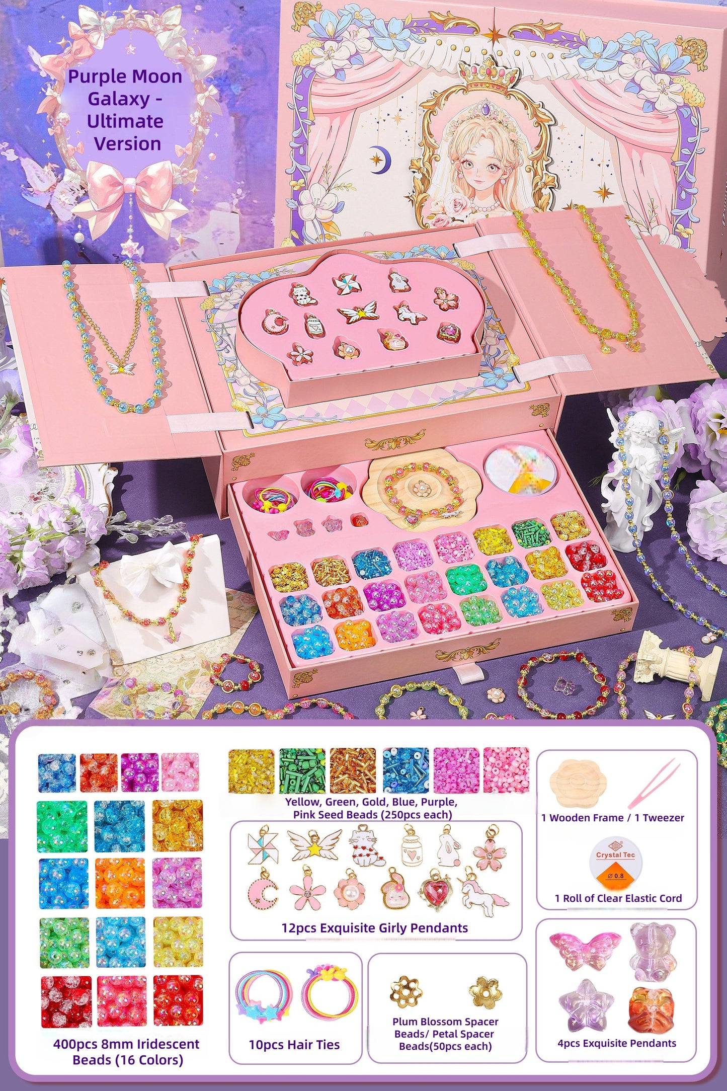Princess Dream Beaded Jewelry Making Kit - Ultimate Premium DIY Gift Box