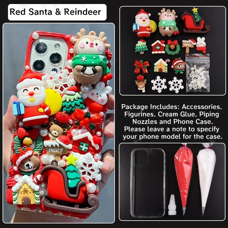 Decoden Cream Glue Phone Case DIY Kit – Kawaii Santa Christmas Charms
