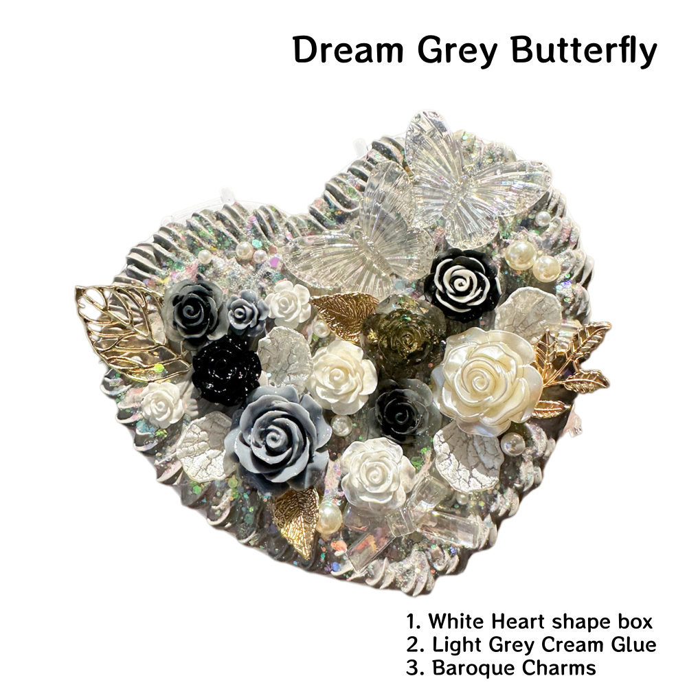 Decoden Cream Glue DIY Baroque Jewelry Box - Cute 2-Layer Heart Storage Case Kit