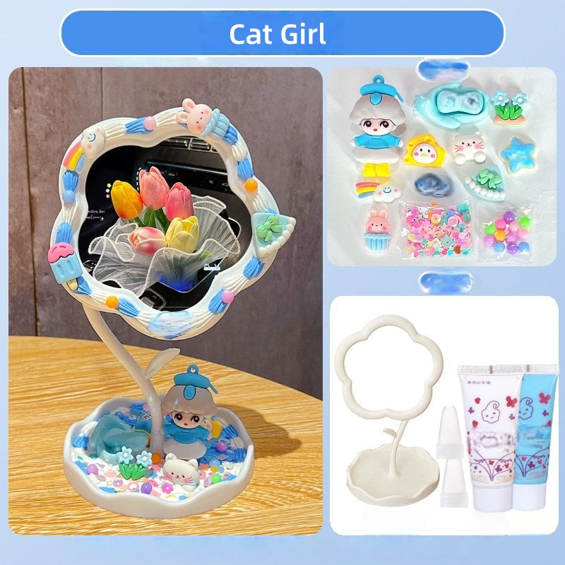 Cream Glue Flower Mirror DIY Kit (Oversized 360° Rotating Mirror)