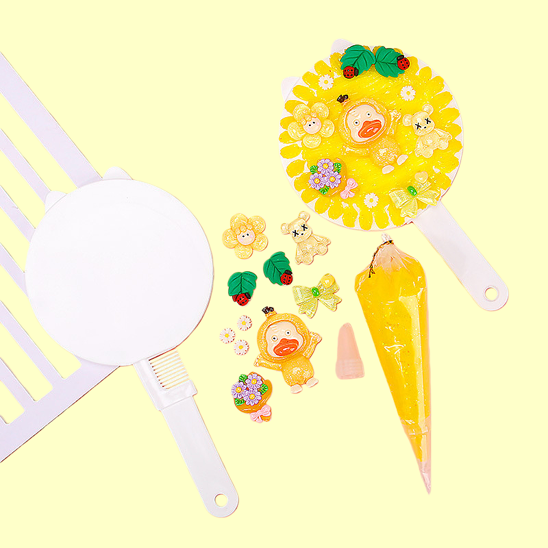 Cream Glue DIY 2-in-1 Hairbrush & Mirror Set