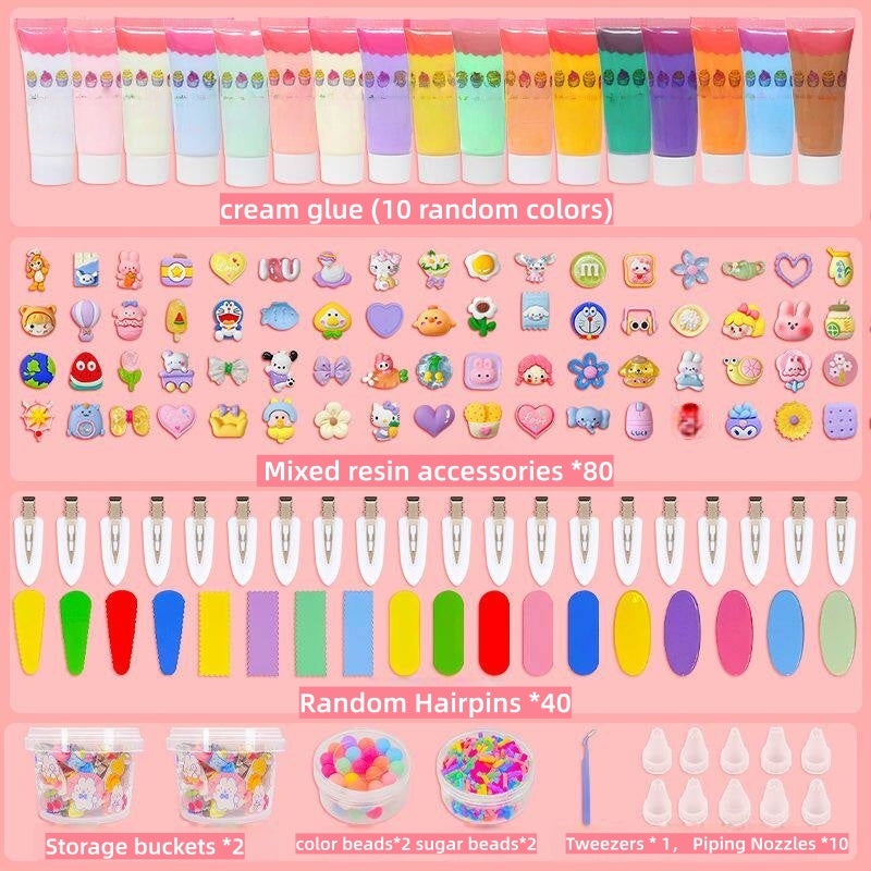 Decoden Cream Glue Hair Pin Kawaii DIY Party Kit - with Storage Box
