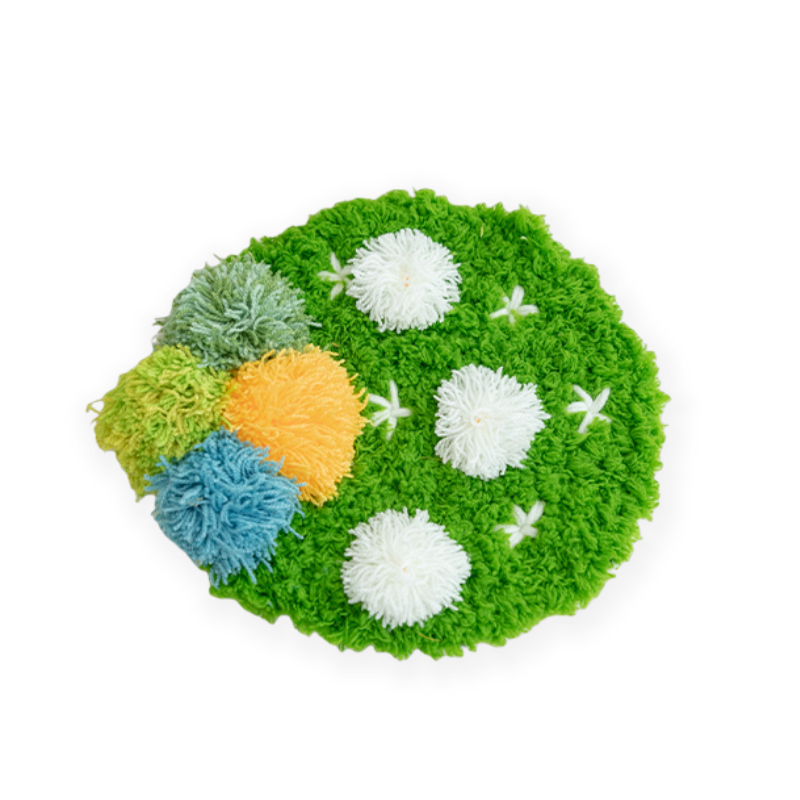 Moss Coaster DIY Kit – Textured Yarn Craft with Grid Canvas