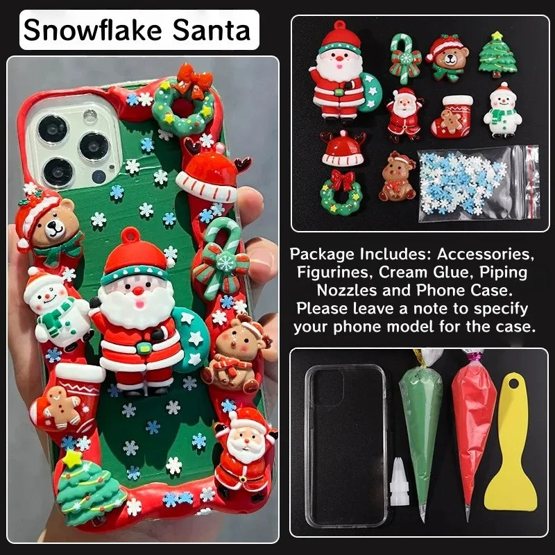 Decoden Cream Glue Phone Case DIY Kit – Kawaii Santa Christmas Charms
