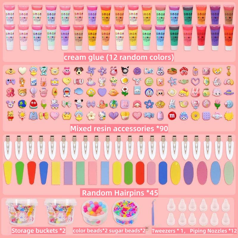 Decoden Cream Glue Hair Pin Kawaii DIY Party Kit - with Storage Box