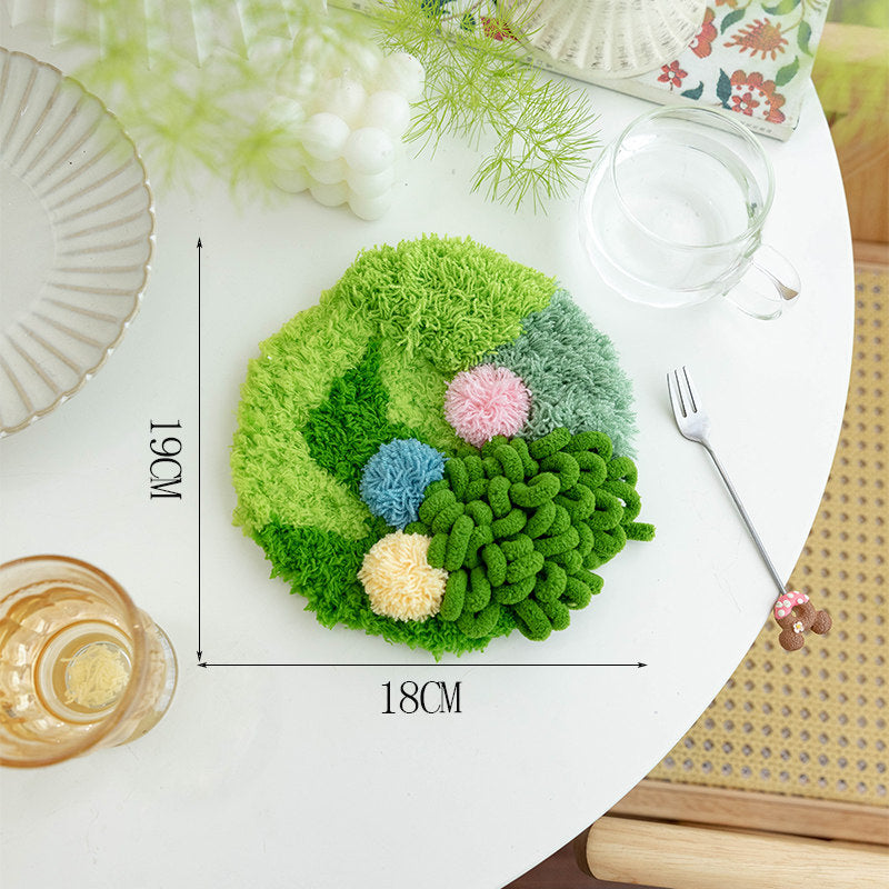 Moss Coaster DIY Kit – Textured Yarn Craft with Grid Canvas