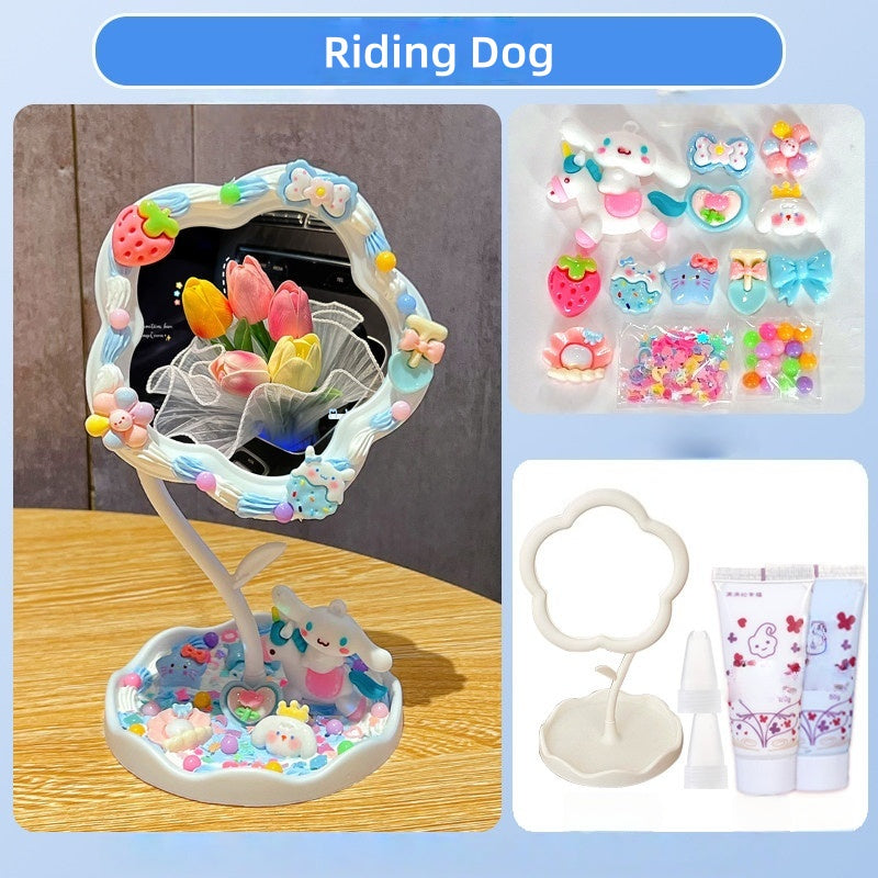 Cream Glue Flower Mirror DIY Kit (Oversized 360° Rotating Mirror)