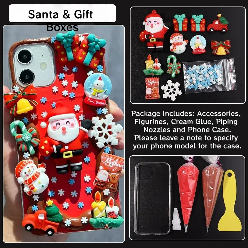 Decoden Cream Glue Phone Case DIY Kit – Kawaii Santa Christmas Charms