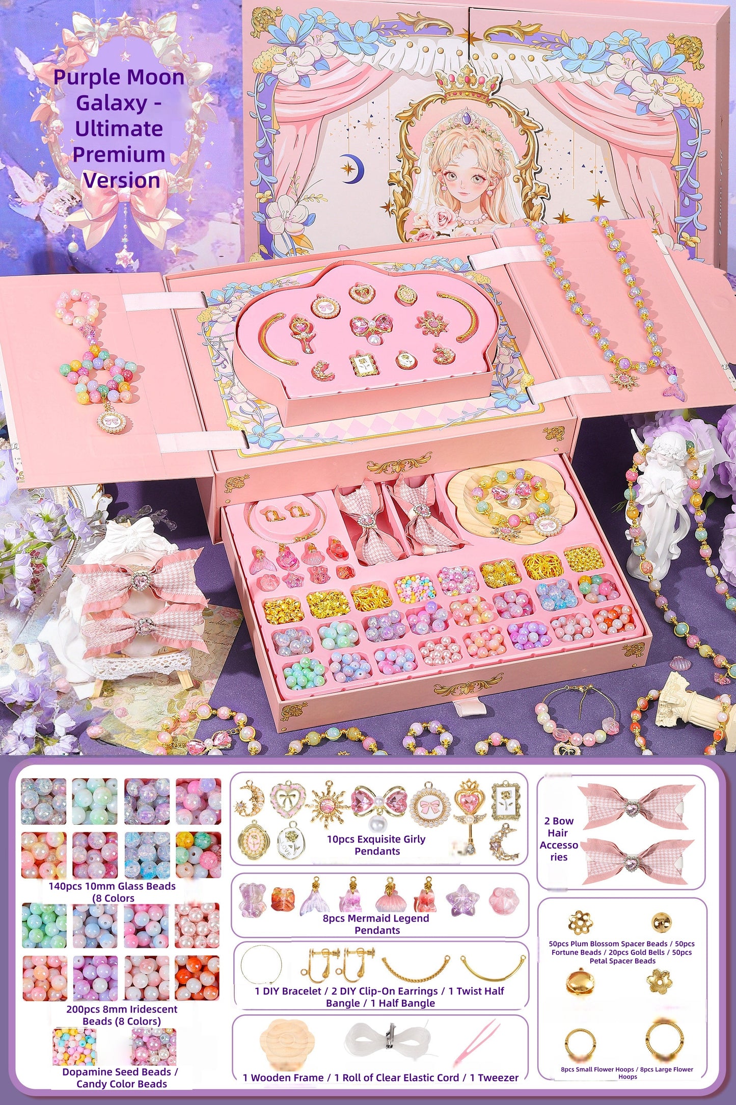 Princess Dream Beaded Jewelry Making Kit - Ultimate Premium DIY Gift Box