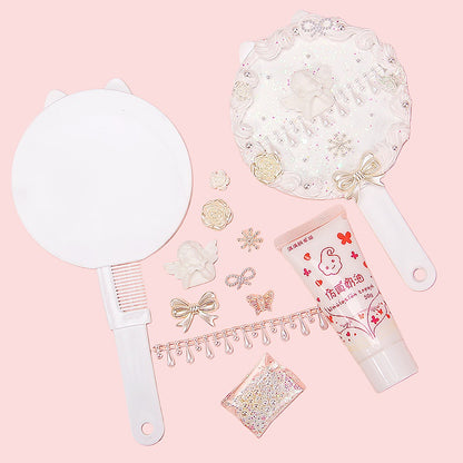 Cream Glue DIY 2-in-1 Hairbrush & Mirror Set