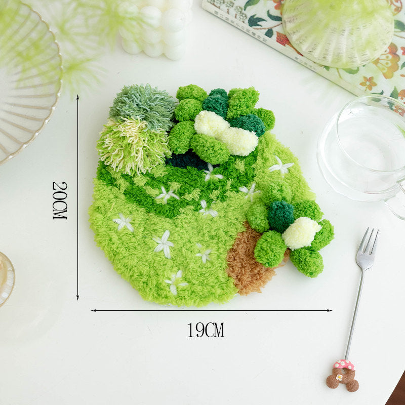 Moss Coaster DIY Kit – Textured Yarn Craft with Grid Canvas