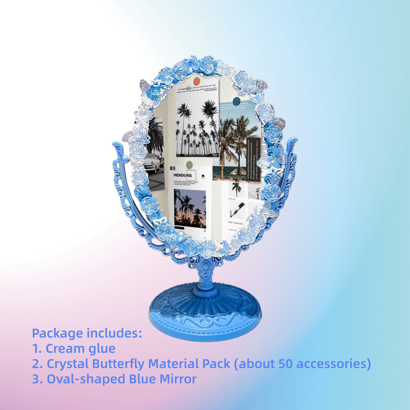 Baroque-Style Cream Glue DIY Desktop Mirror Material Kit