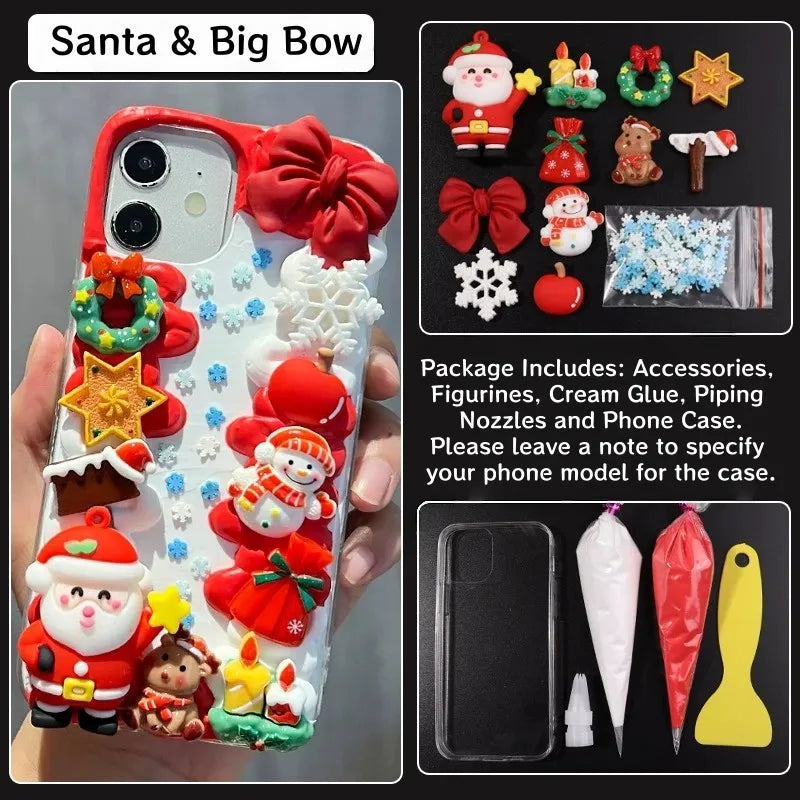 Decoden Cream Glue Phone Case DIY Kit – Kawaii Santa Christmas Charms