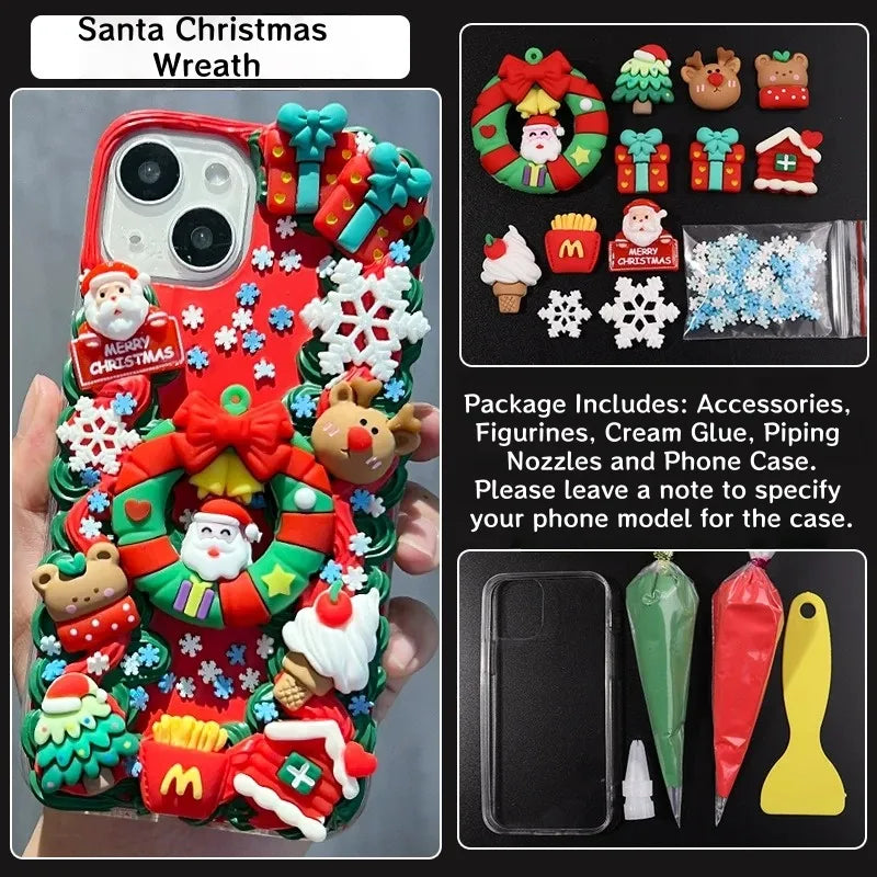 Decoden Cream Glue Phone Case DIY Kit – Kawaii Santa Christmas Charms