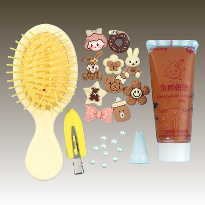Cream Glue DIY Kit:  Hairbrush & Hair Clip Set