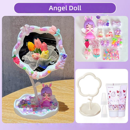 Cream Glue Flower Mirror DIY Kit (Oversized 360° Rotating Mirror)