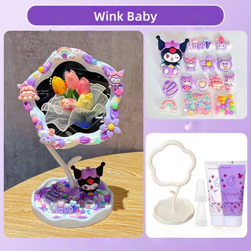 Cream Glue Flower Mirror DIY Kit (Oversized 360° Rotating Mirror)