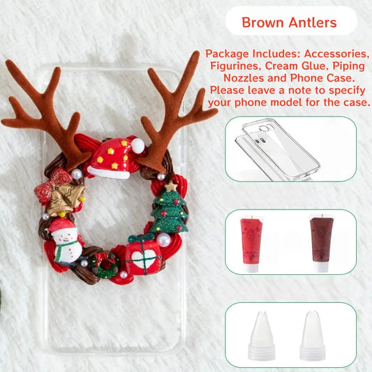 Decoden Cream Glue Phone Case DIY Kit – 3D Christmas Reindeer Antlers