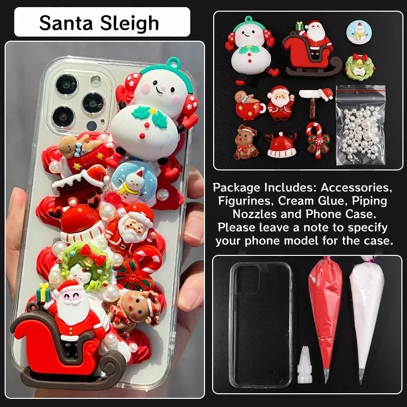 Decoden Cream Glue Phone Case DIY Kit – Kawaii Santa Christmas Charms