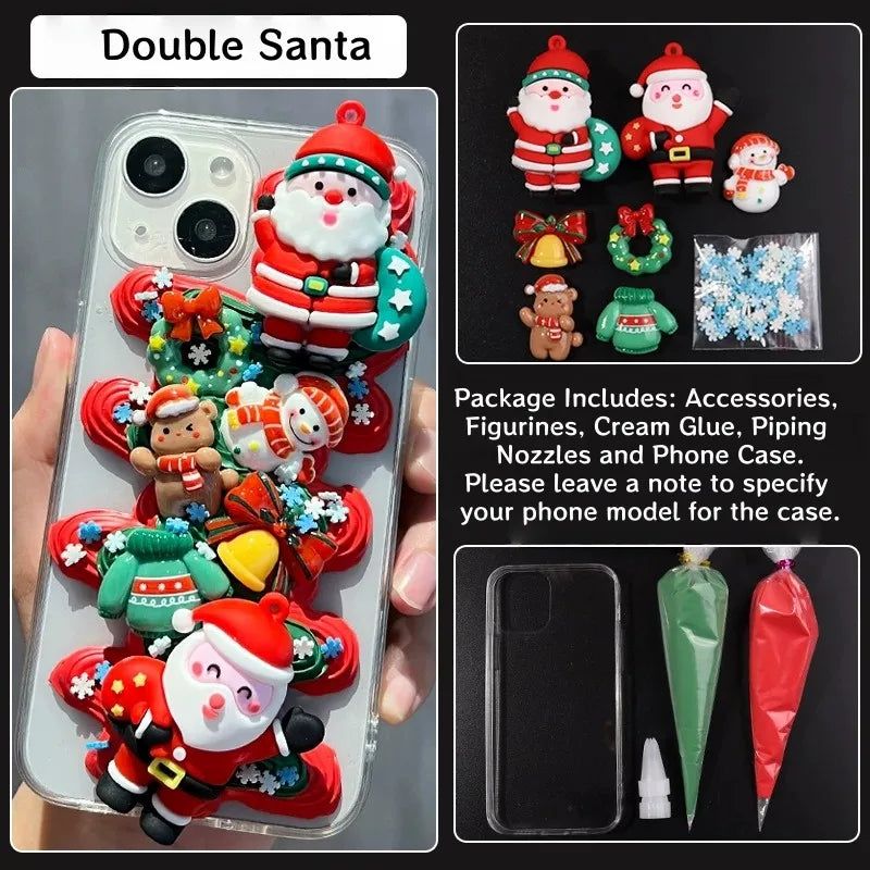 Decoden Cream Glue Phone Case DIY Kit – Kawaii Santa Christmas Charms