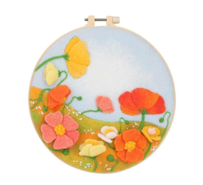 DIY Needle Felting Landscapes Kit for Beginners - Wool Hoop Art Set - Florial Series