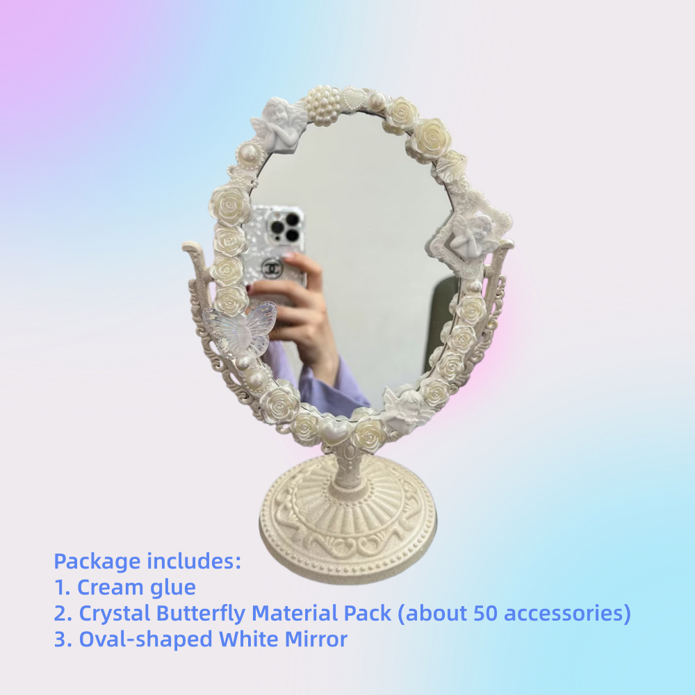 Baroque-Style Cream Glue DIY Desktop Mirror Material Kit