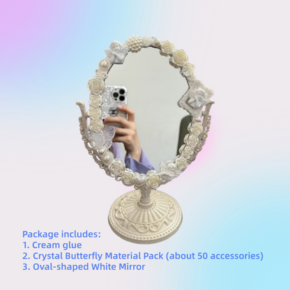 Baroque-Style Cream Glue DIY Desktop Mirror Material Kit