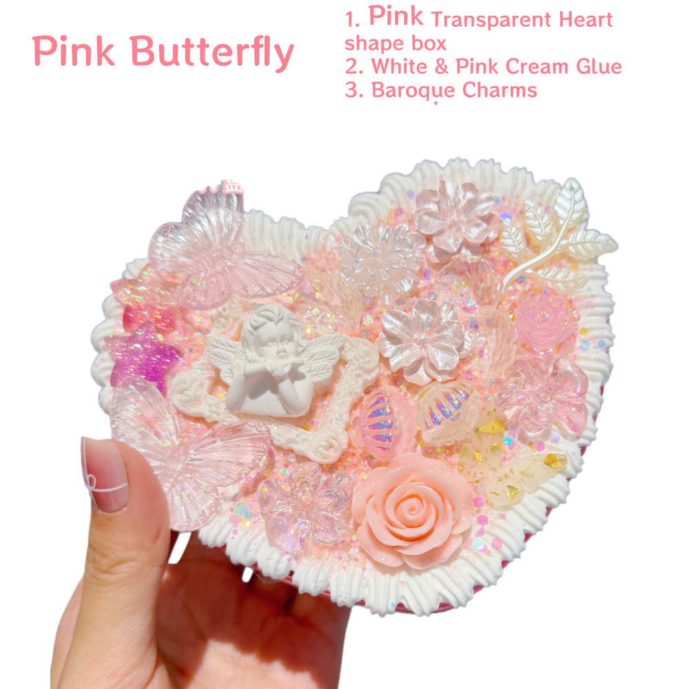Decoden Cream Glue DIY Baroque Jewelry Box - Cute 2-Layer Heart Storage Case Kit