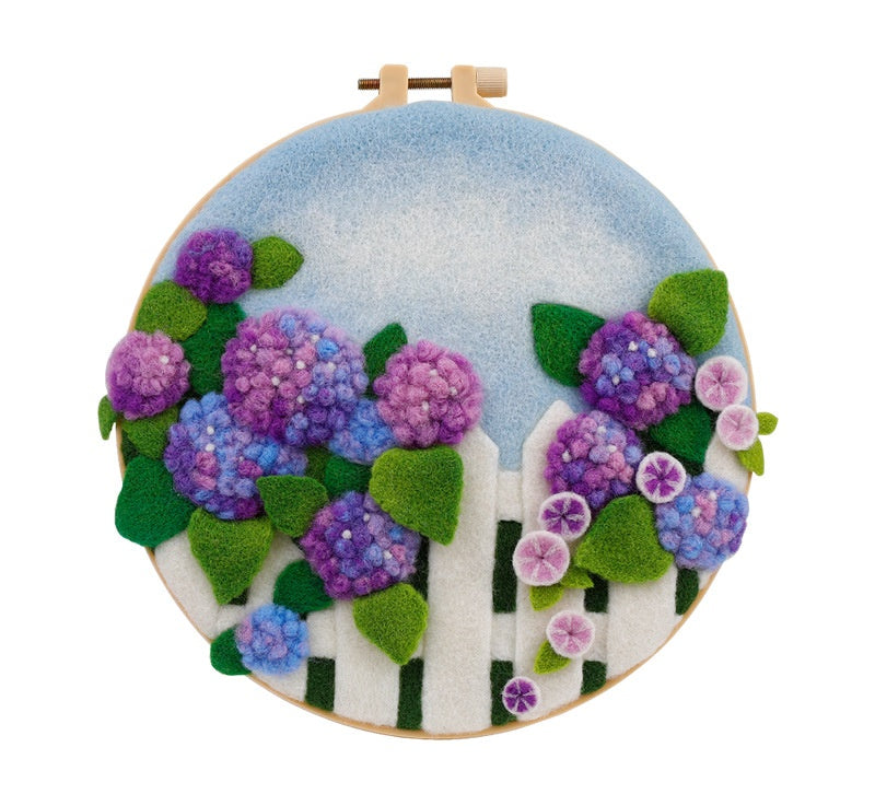 DIY Needle Felting Landscapes Kit for Beginners - Wool Hoop Art Set - Florial Series