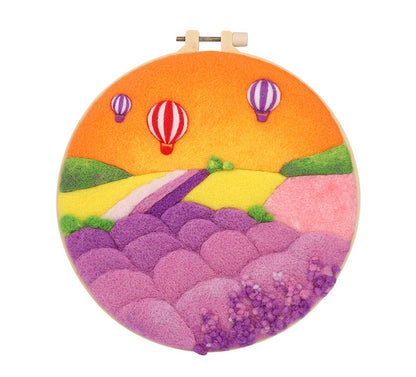 DIY Needle Felting Landscapes Kit for Beginners - Wool Hoop Art Set - Florial Series